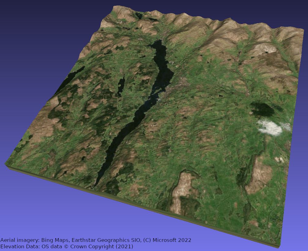 Bowness-on-Windermere textured with Bing aerial imagery