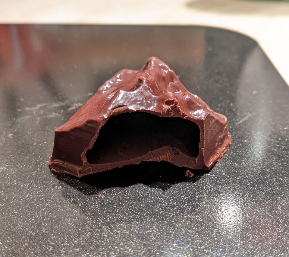 Cross section of a mountain chocolate