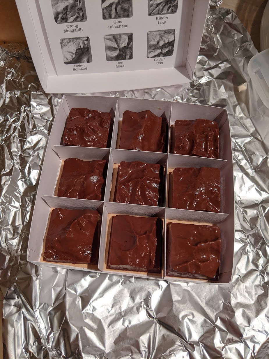 Finished box of mountain chocolates
