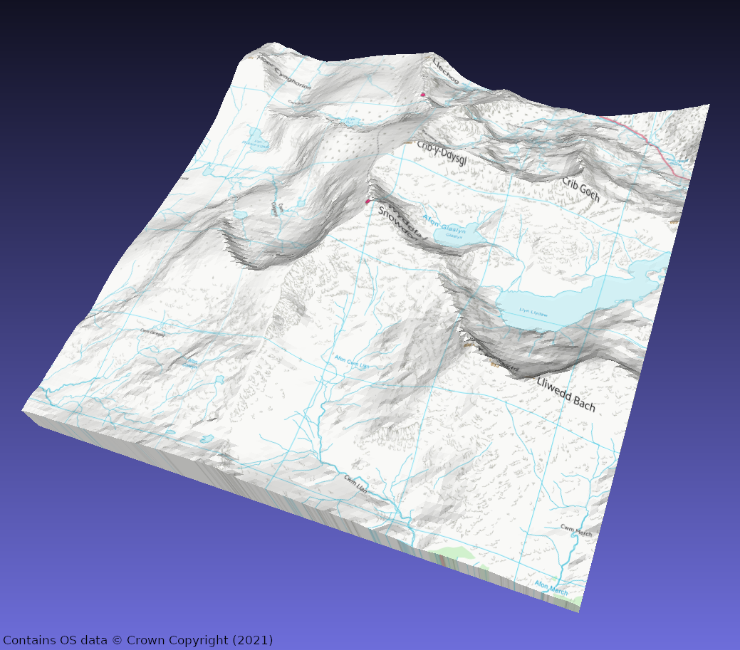 Model of Snowdon textured with VectorMap District imagery