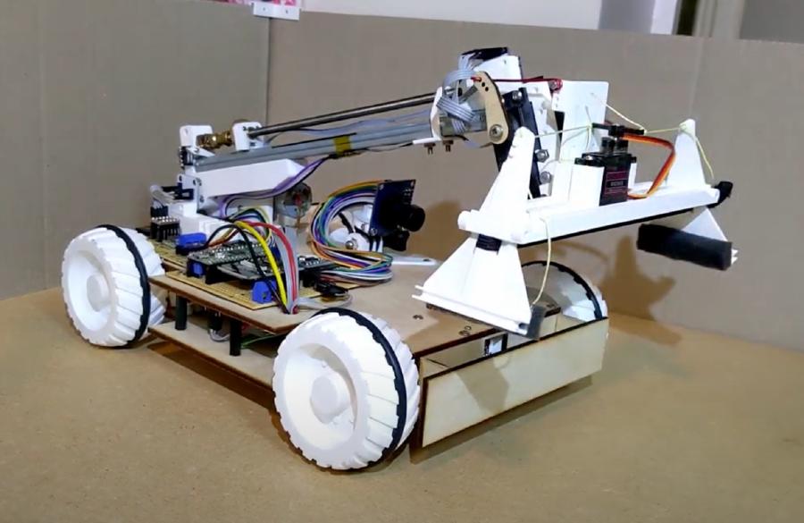 Robot with shover attached